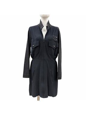 Chanel Boutique Elastane Leather CC Logo Dress Black 40